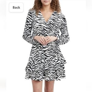 NWT BCBGENERATION ZEBRA Print V Neck RUFFLE Dress Available in XXS & M ONLY